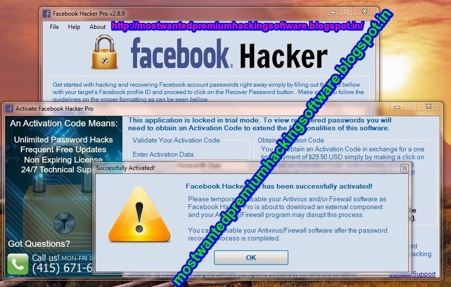faceoff facebook hacker activation code